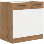 Kedvezmény Niki 30. konyha 80 ZL 2F BB 80x82x52cm fényes fehér/lancelot tölgy (munkalap nélkül)